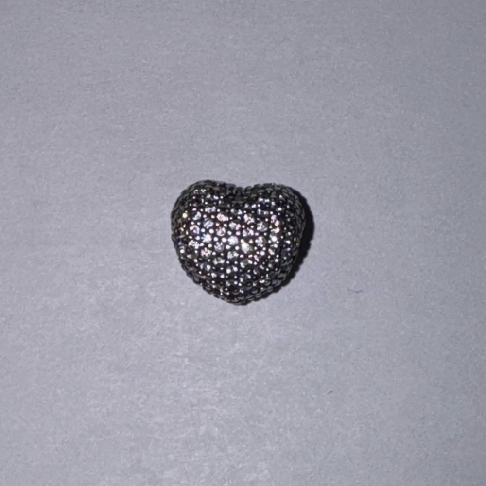 Pandora Retired Pavé Heart Clip Charm Clear CZ Sterling 925 - Picture 10 of 12